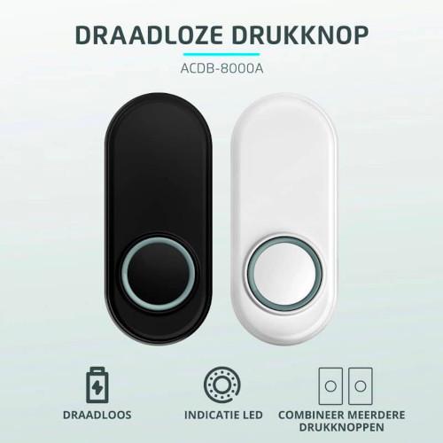 KlikAanKlikUit Draadloze Deurbel Drukknop - Zwart